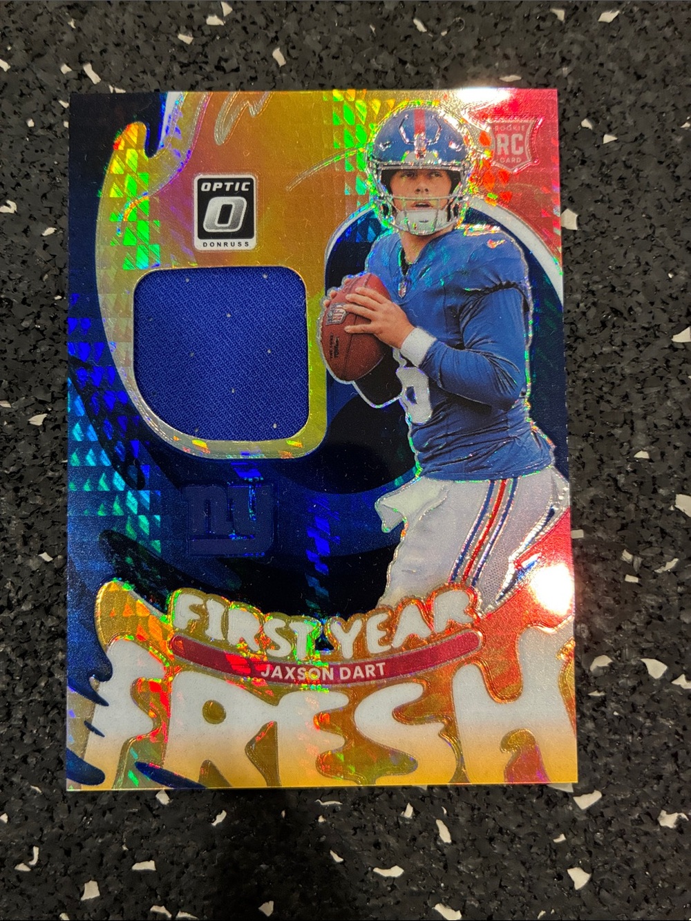Panini Optic Donruss First Year Fresh Jaxson Dart Blue Jersey Card